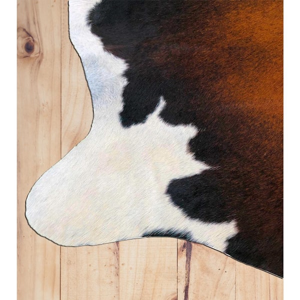 Brown and White Brazilian Cowhide Rug Cow Hide Area Rugs Skin Leather Size LARGE 
