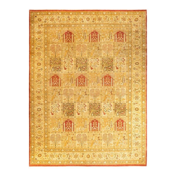Mogul Traditional Orange 10 ft. 4 in. x 13 ft. 10 in. Oriental Area Rug