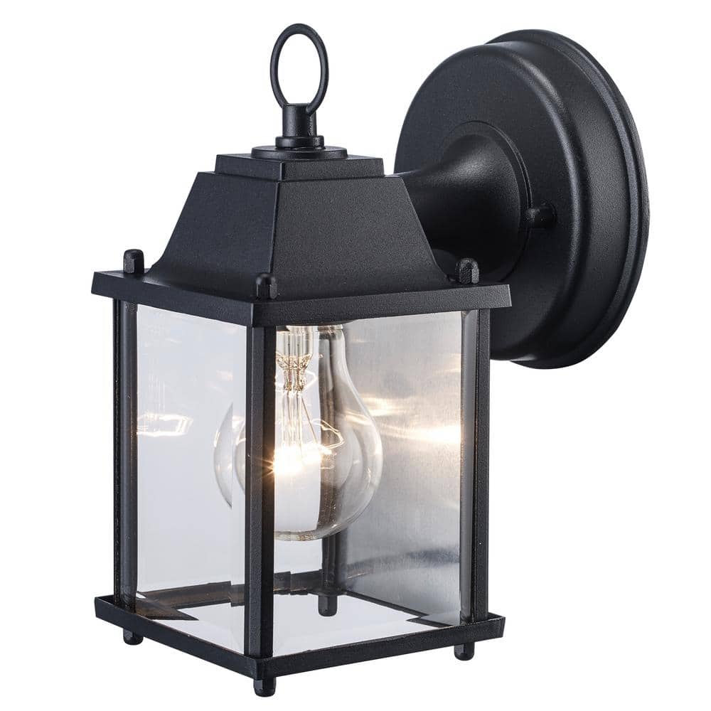 Patrician Black Clear Glass Outdoor Wall Lantern Sconce