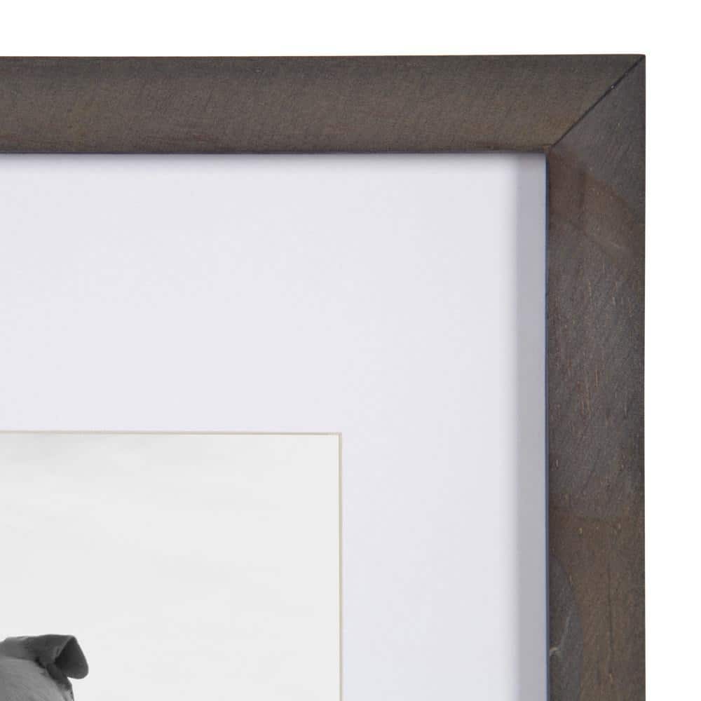 Gray Wood Wall Frame Set with White Mat, 11x14 matted to 8x10, Pack of 4
