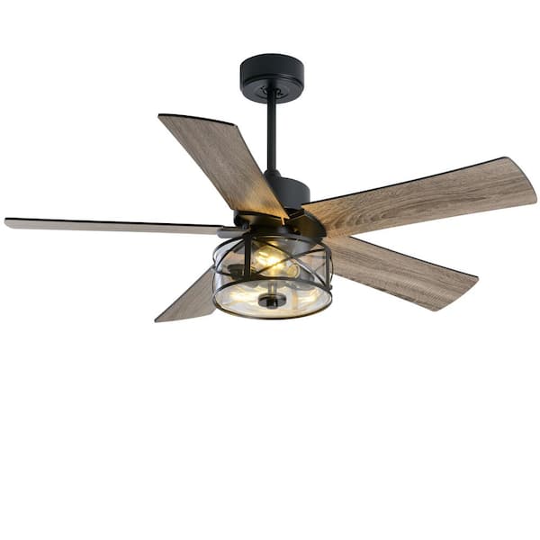 Modland Light Pro 48 in. Indoor Matt Black Industrial Ceiling Fan with ...