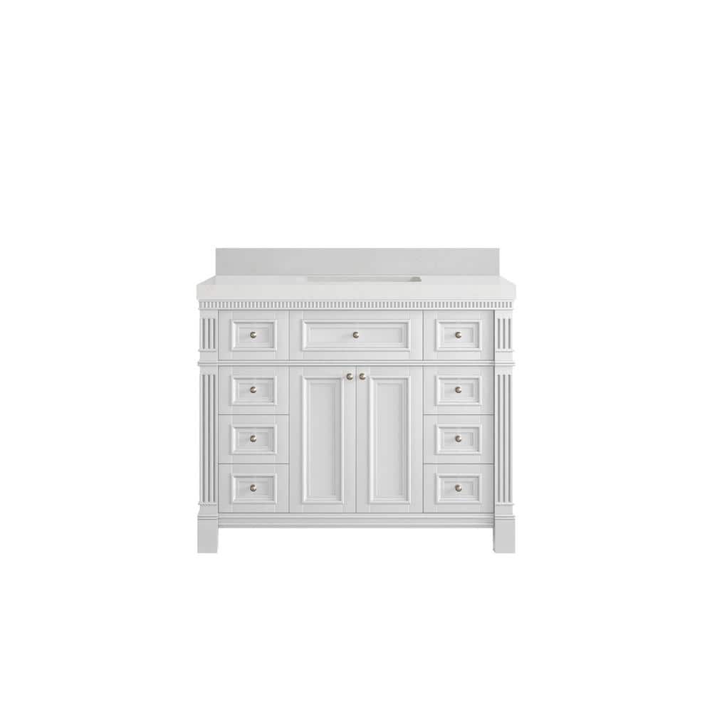 Paris 42 in. W x 22 in. D x 36 in. H Single Sink Bath Vanity in White with 2 in. Carrara qt. Top price history on PriceWatchPro
