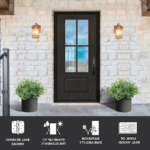 Regency 36 in. x 80 in. Universal Handing 3/4 L 4SDL Oasis Decorative Glass Onyx Stain Fiberglass Front Door Slab