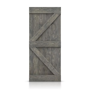 K Series 30 in. x 84 in. Pre Assembled Weather Gray Stained Solid Pine Wood Interior Sliding Barn Door Slab