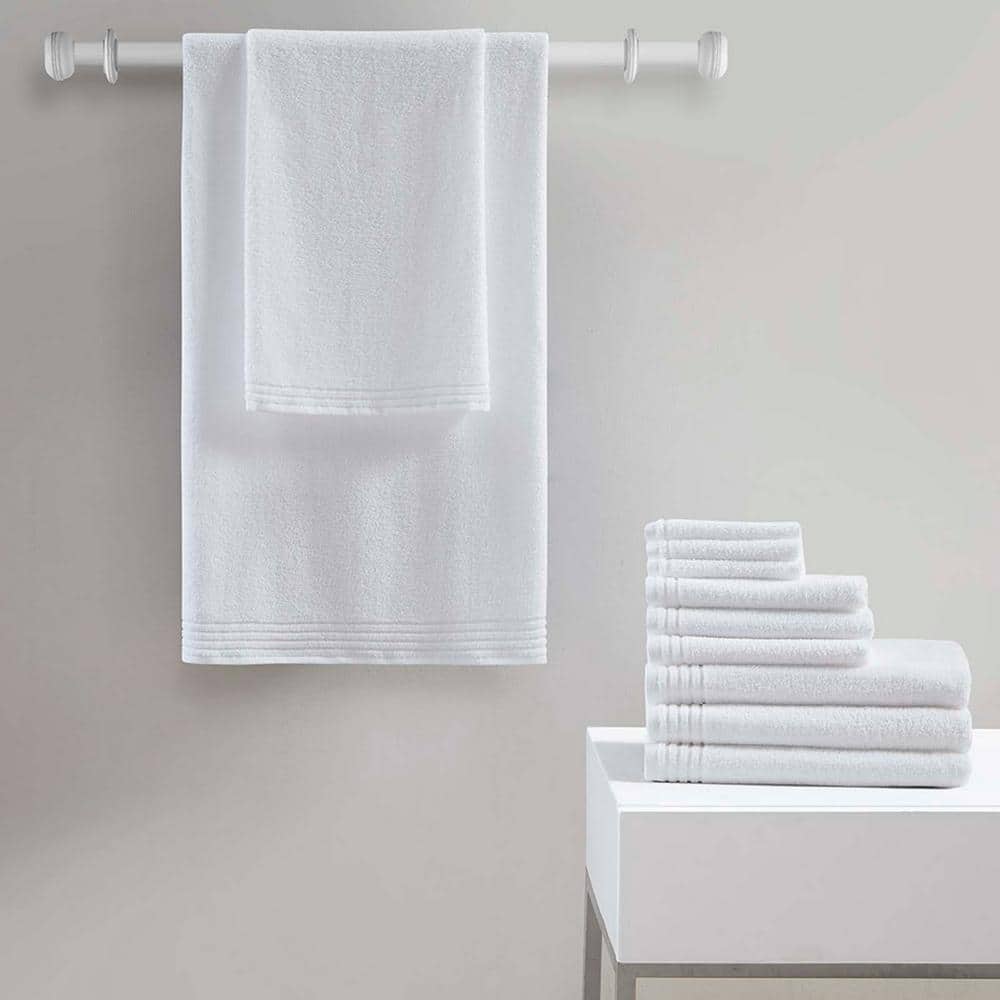 Cotton 12-Piece Bright White Bath Towel Set, Quick Dry Home Bath Towel Set 