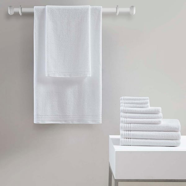 Unbranded Cotton 12-Piece Bright White Bath Towel Set, Quick Dry Home Bath Towel Set Bath Towel