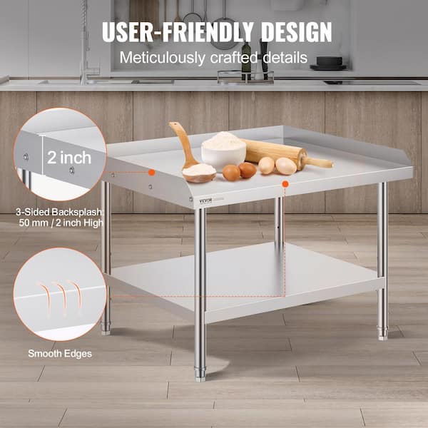 VEVOR 30 in. x 36 x 26 in. Silver Stainless Steel Commercial