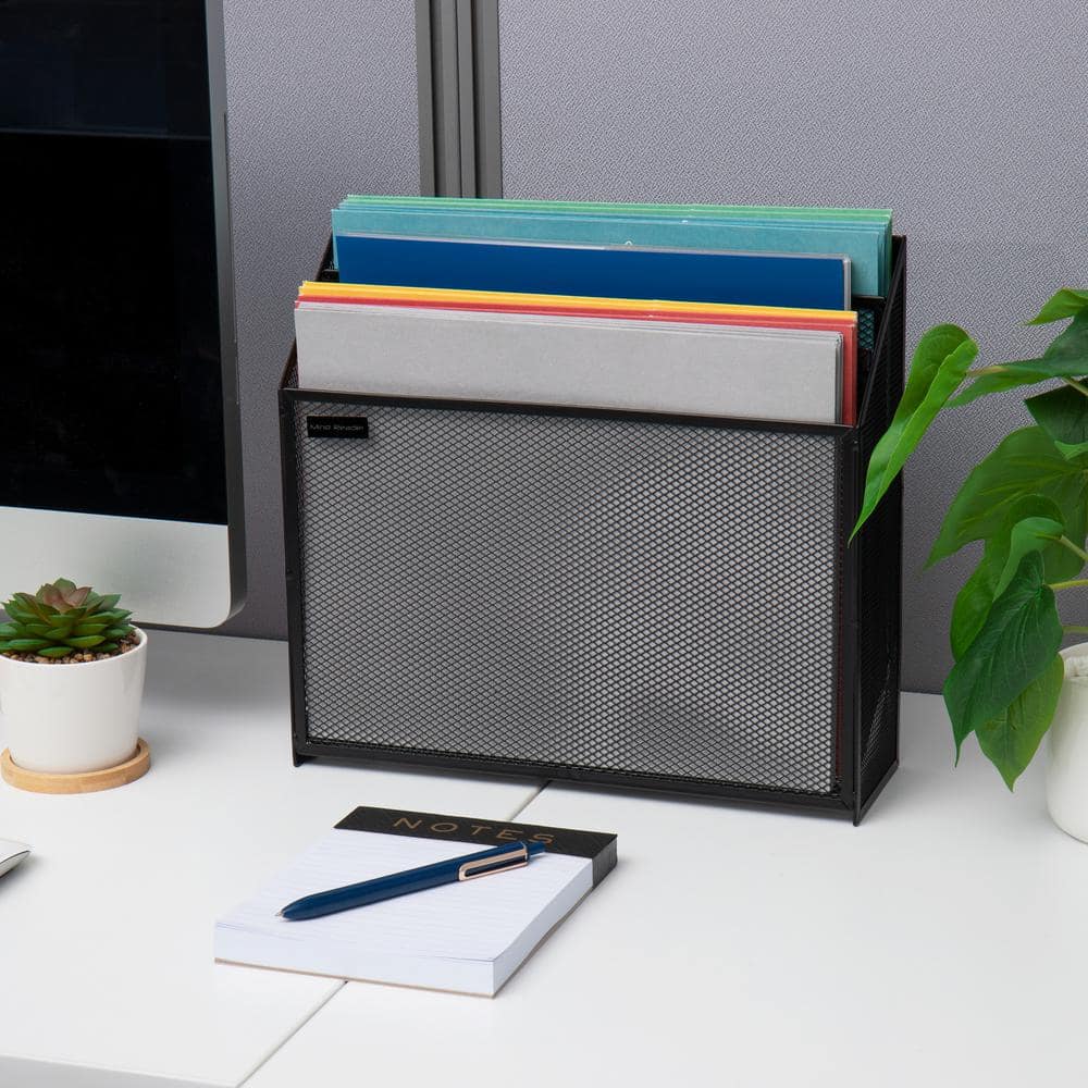 Mind Reader Black Steel Mesh 3-Tier Document Sorter