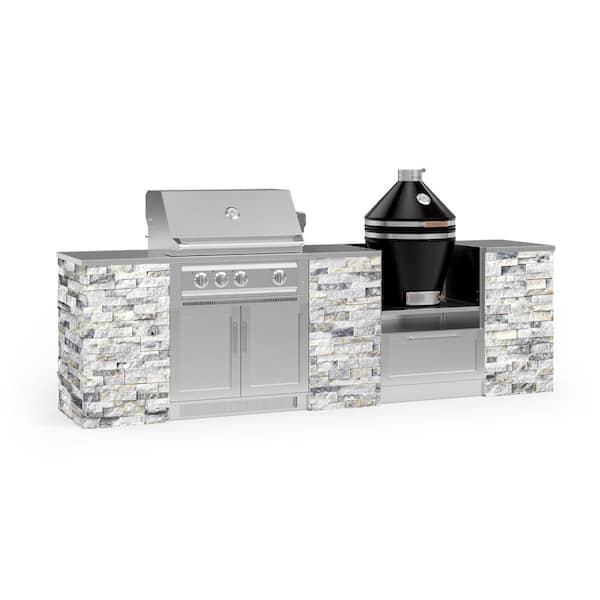 NewAge Products Signature Series 118.16 in. x 25.5 in. x 57.5 in. 9-Piece Outdoor Kitchen Cabinet Set with Liquid Propane 33 in. Grill