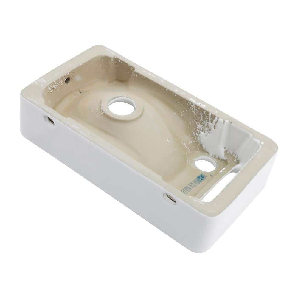 15.75'' White Ceramic Rectangle Wall Mount Bathroom Sink