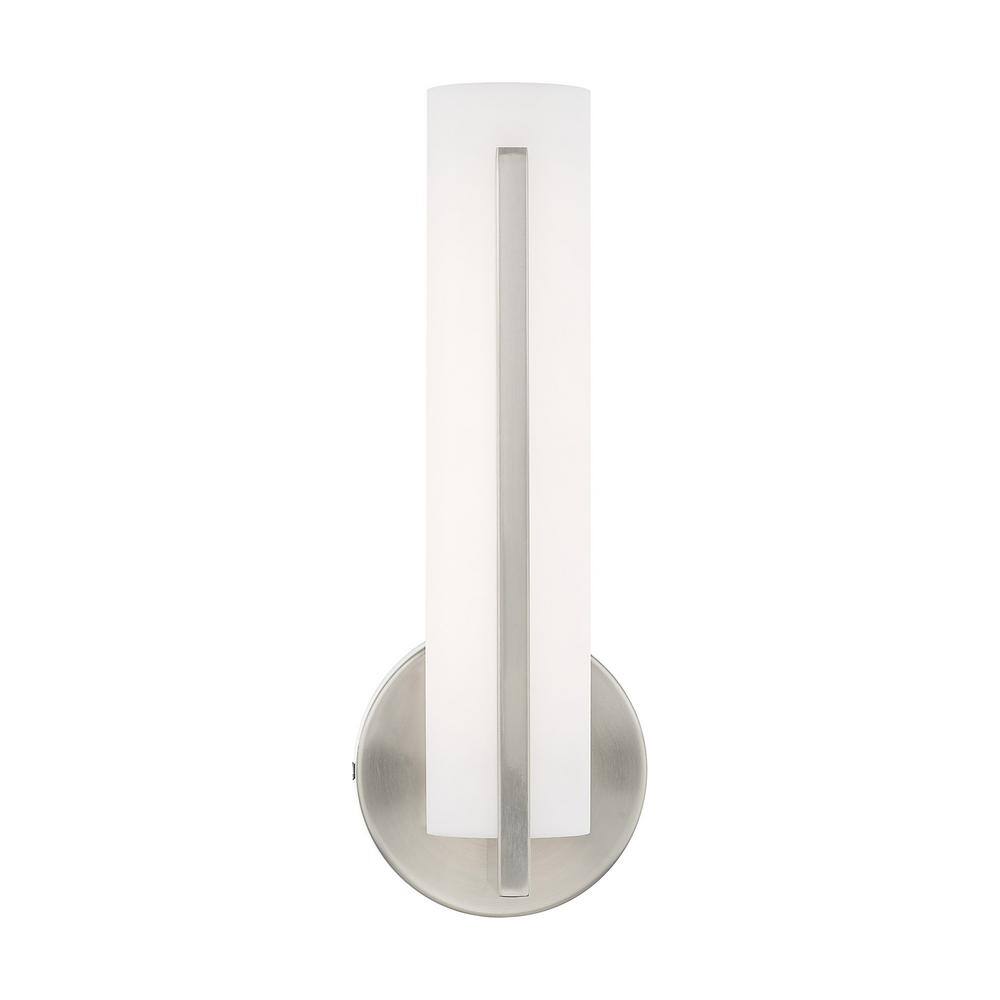 Sleek Brushed Nickel Vanity Wall Sconce with Satin White Shade
