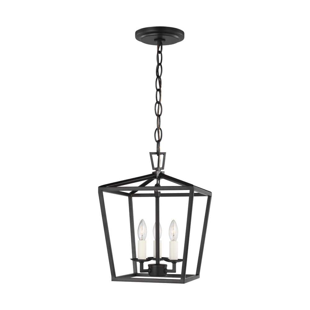 Midnight Black Mini Lantern Pendant with Candelabra Torpedo Bulbs