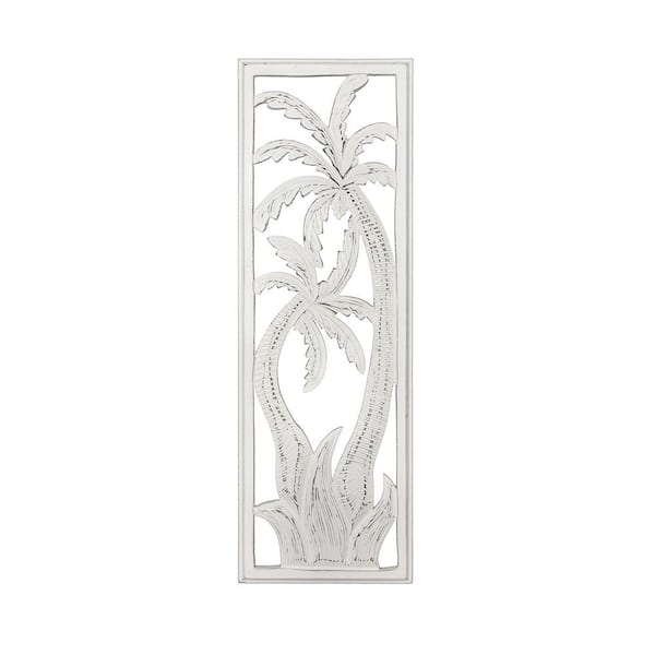 Fetco Zanda Carved Palm Tree Wood Panel Wall Art