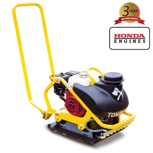 Tomahawk Power 5.5 HP Honda Vibratory Plate Compactor for Asphalt, Aggregate, Cohesive Soil Compaction with 3.5 Gal. Water Tank