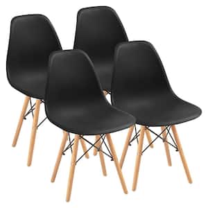 Eames Black Pre Assembled Mid Century Modern Style Dining Chair, DSW Shell Plastic Side Chairs (Set of 4)
