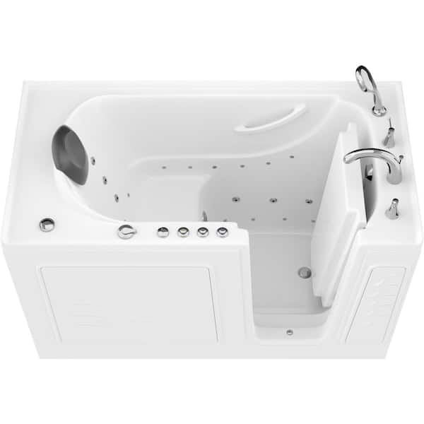 WTHDX Series 59 in. x 30 in. Right Drain Walk-In Bathtub in White with Whirlpool & Air Jets, and Quick Fill Faucet