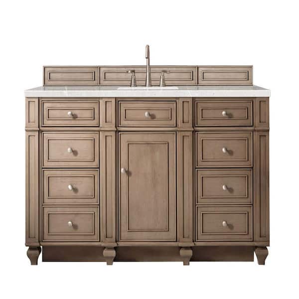 James Martin Vanities Bristol 60 in. W x 23.5 in. D x 34 in. H Single Bath Vanity in Whitewashed Walnut with Serena Quartz Top