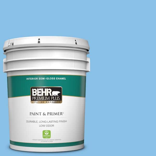 BEHR PREMIUM PLUS 5 gal. #P510-3 Rhodes Semi-Gloss Enamel Low Odor Interior Paint & Primer
