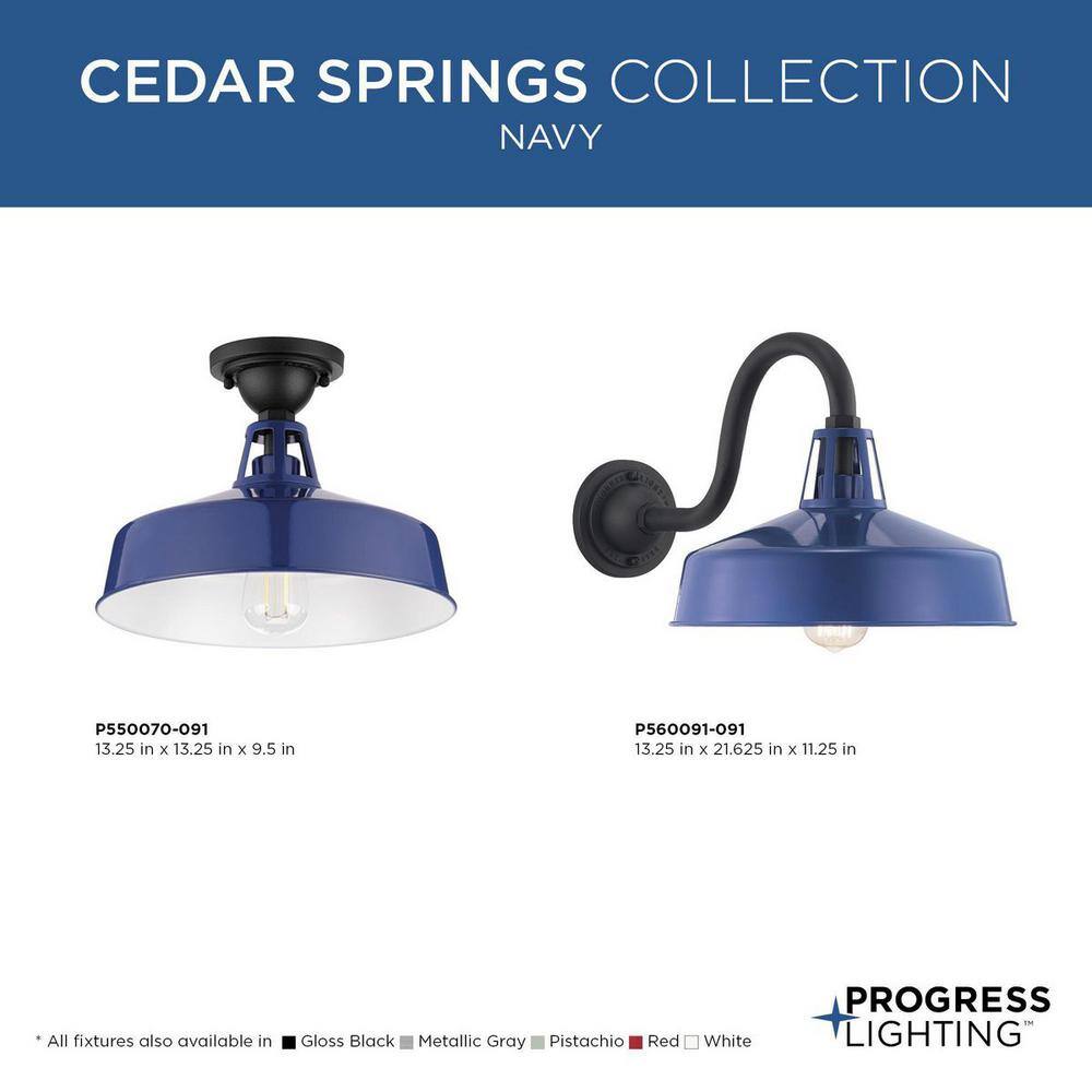 Navy Aluminum Farmhouse Semi-Flush Mount Light