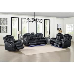 New Classic Furniture Orion 3-Piece Black Polyester Fabric Power Footrest and Headrest Living Room Set