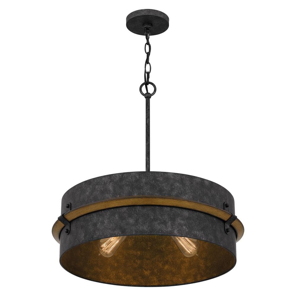 21" Brown Glass Drum Pendant Light for Indoor/Outdoor