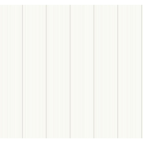Seabrook Designs Dove White Rockefeller Stripe Paper Un-Pasted Non-Woven Wallpaper Roll 60.75 sq. ft.