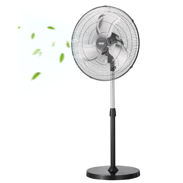 Industrial Pedestal Fan, 18 in. 90-Degree Oscillating Fan, Height Adjustable Standing Fans, 3 Adjustable Speeds, Black