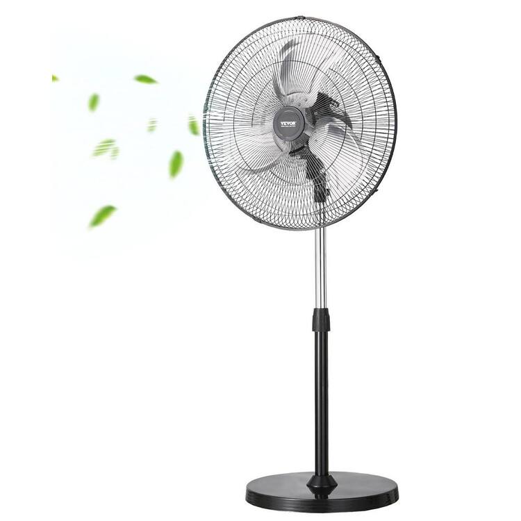 VEVOR Industrial Pedestal Fan, 18 in. 90-Degree Oscillating Fan, Height Adjustable Standing Fans, 3 Adjustable Speeds, Black