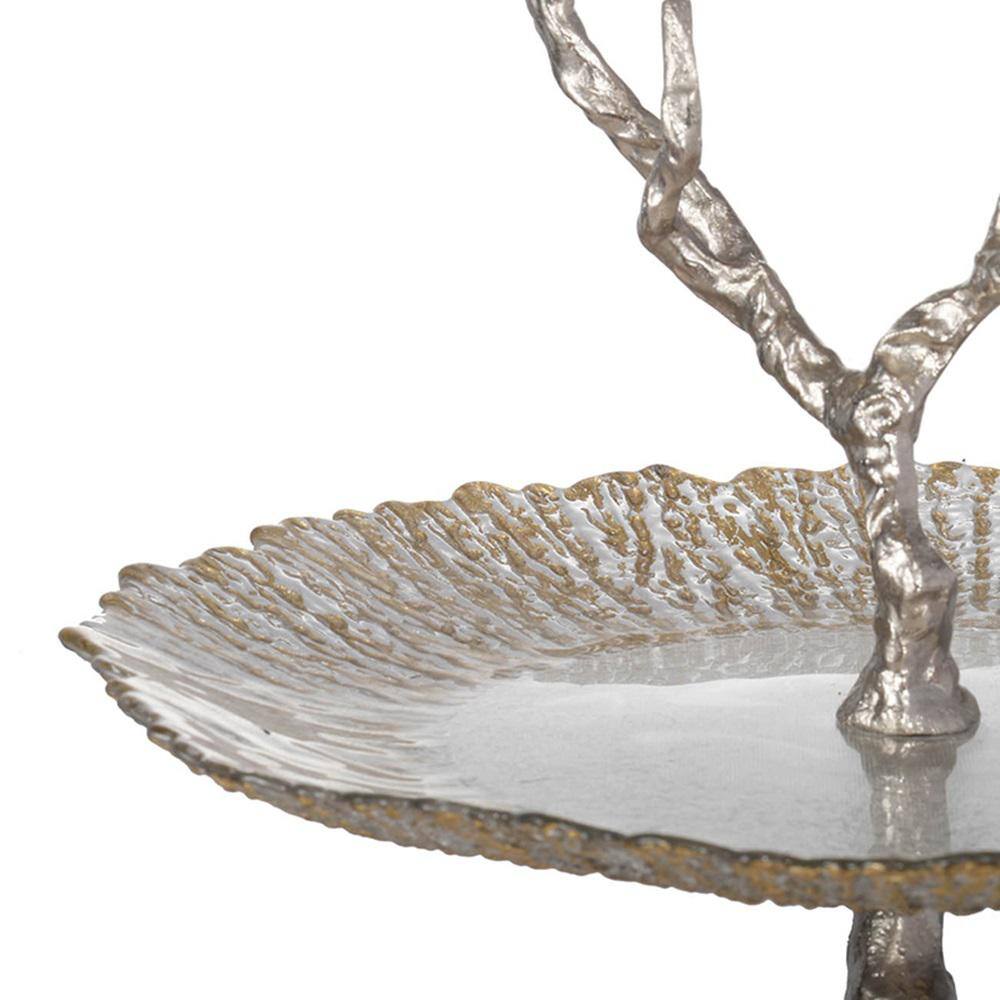 Celina Gold and Clear Glass 2-Tier Serving Tray