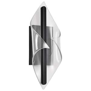 Geneva 1-Light 6.25 in. Matte Black Integrated LED Wall Sconce with Silk Screened Acrylic Shade