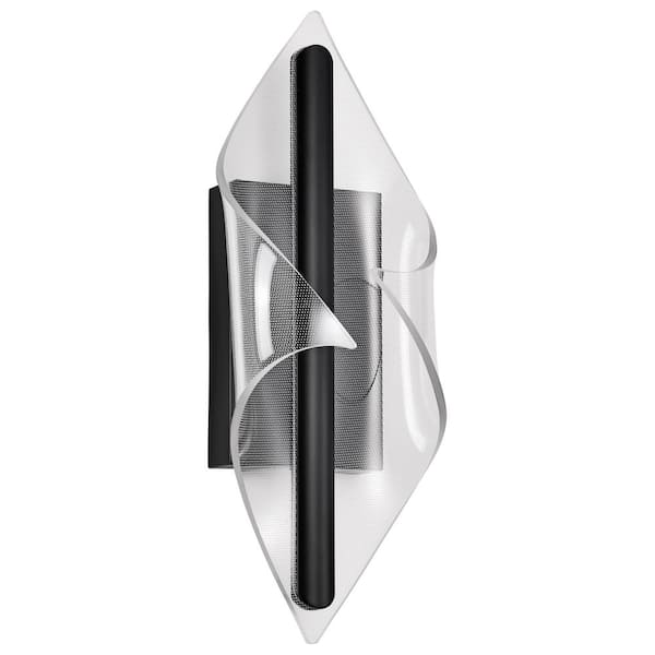 SATCO Geneva 1-Light 6.25 in. Matte Black Integrated LED Wall Sconce with Silk Screened Acrylic Shade