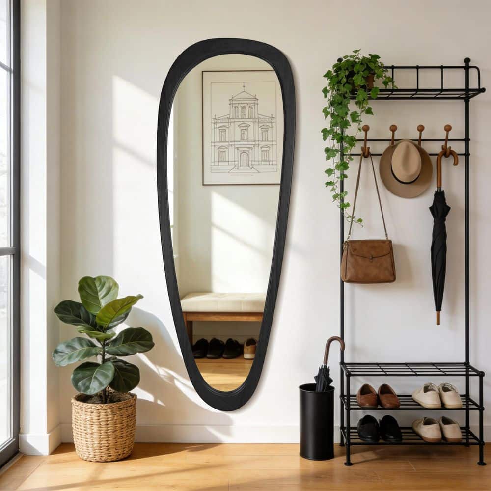LuxHomez 22 in. W x 60 in. H Irregular Natural Black Wood-Frame