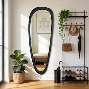 22 in. W x 60 in. H Irregular Natural Black Wood-Frame Wall Mirror, Distinctive Asymmetric Design