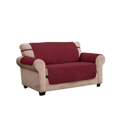 2 Seater Argstar Reversible Love Seat Cover Durable Loveseat Slipcover Pet ProtectorWine Red/Tan 