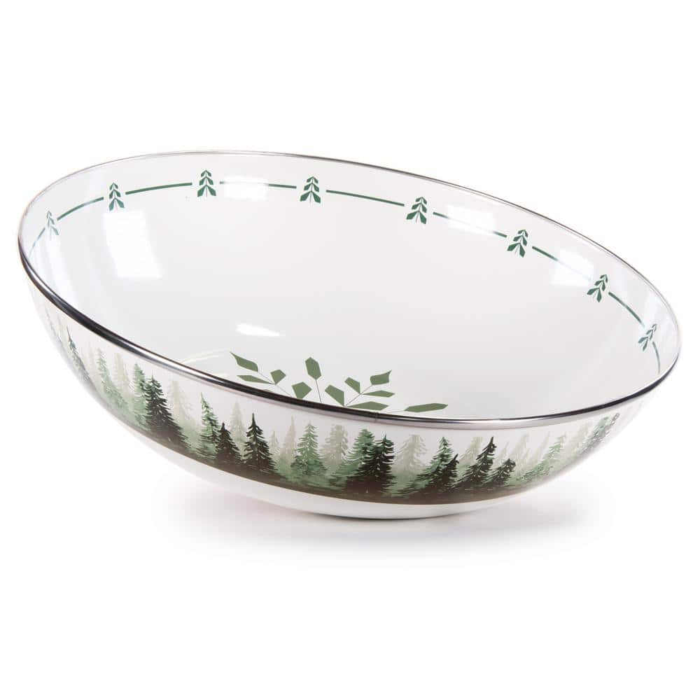 Golden Rabbit 14 in. 6 qt. Forest Glen Enamelware Catering Bowl