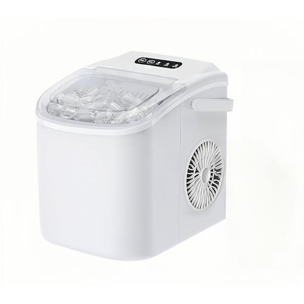 8.86 in. 26.1 lb. Countertop Portable Ice Maker in White with 6-Min Fast Ice Making and Self-Cleaning.