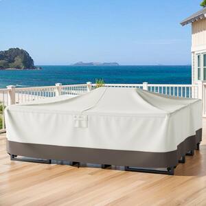 Qovers 126 in. L x 63 in. W x 28 in. H Beige and Brown General Purpose Patio Table and Chair Set Cover