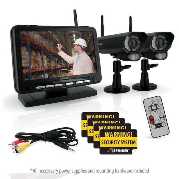 Defender Digital Wireless DVR Security System with 7 in. LCD Monitor, SD Card Recording and 2 Long Range Night Vision Cams