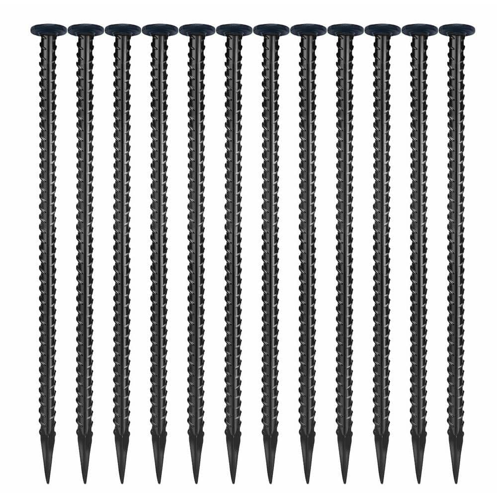 16 in. 1/2 in. Dia Rebar Stakes, 16-Pieces Galvanized Steel Ground Anchors 