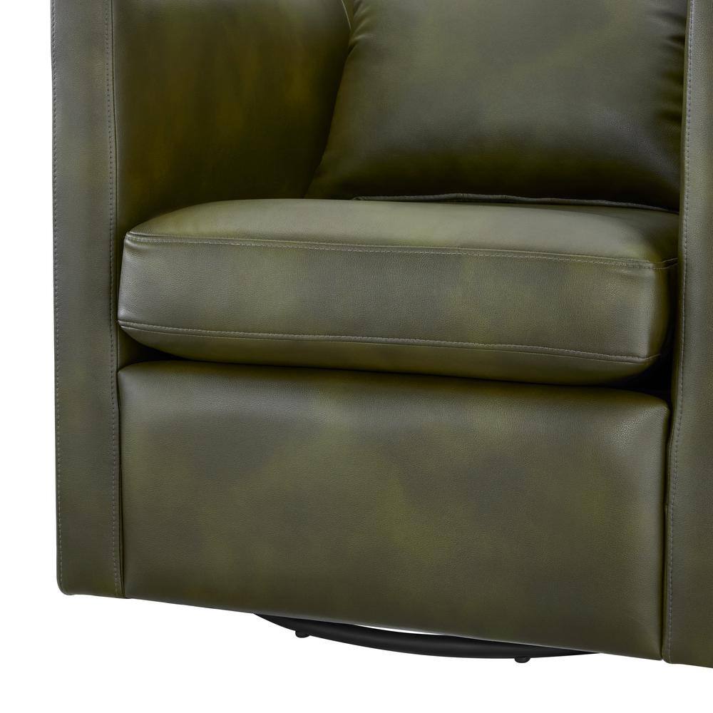 Fern Green Faux Leather Swivel Barrel Chair