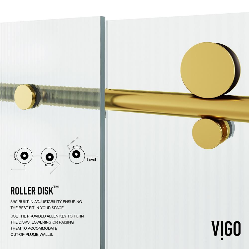 Elan E-Class 60" Frameless Sliding Shower Door in Matte Brushed Gold