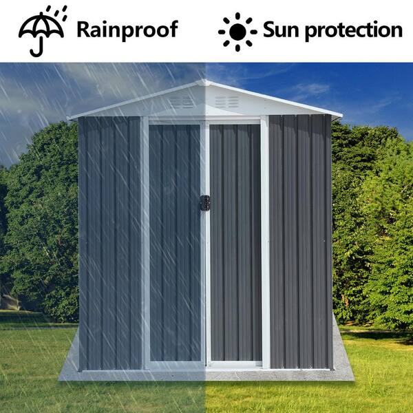 6 ft. W x 4 ft. D Metal Garden Shed with Sliding Door, Base Frame
