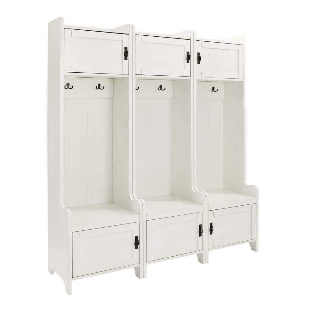 CROSLEY FURNITURE Fremont Distressed White Entryway Set (3-Piece ...