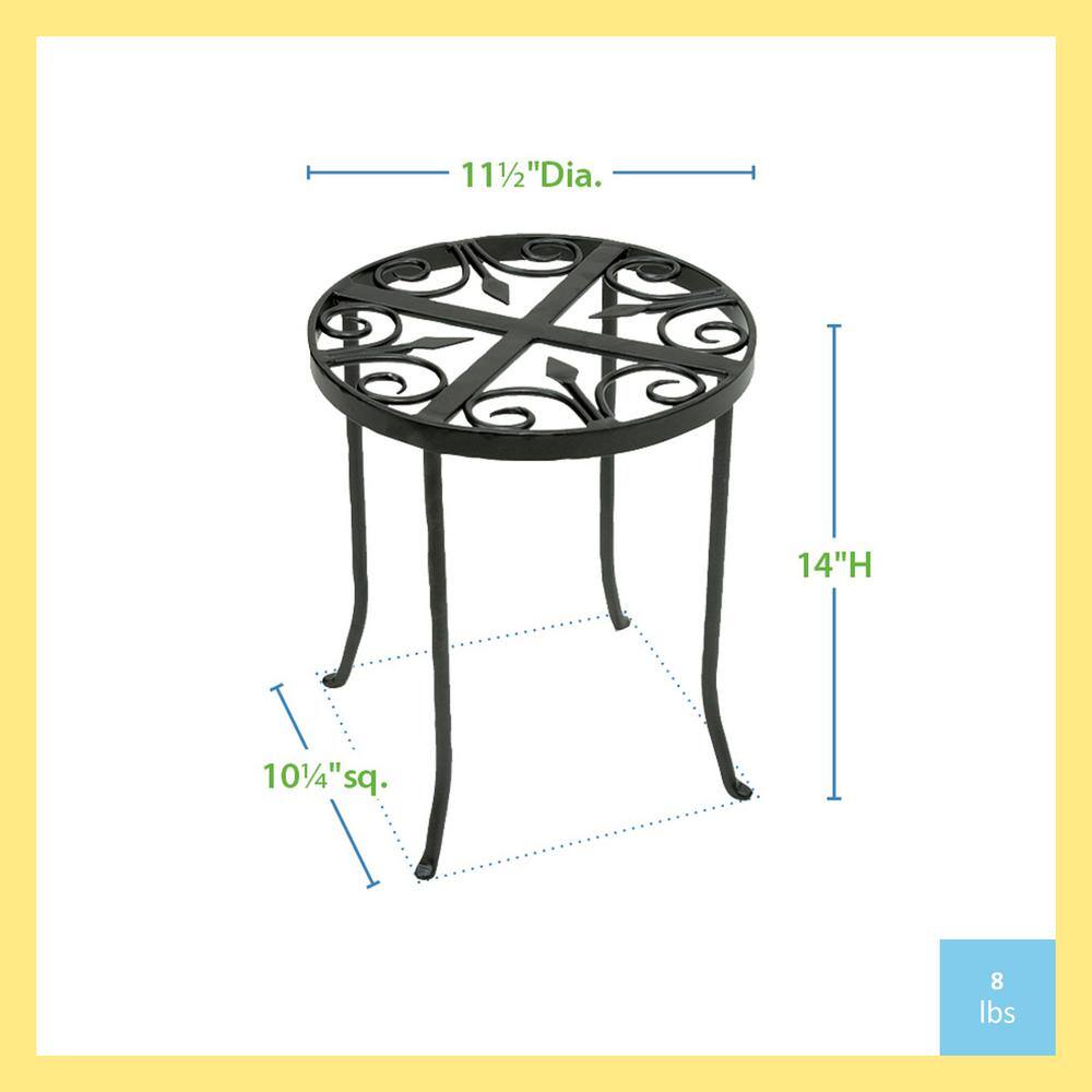 Graphite Wrought Iron Round Trivet Plant Stand