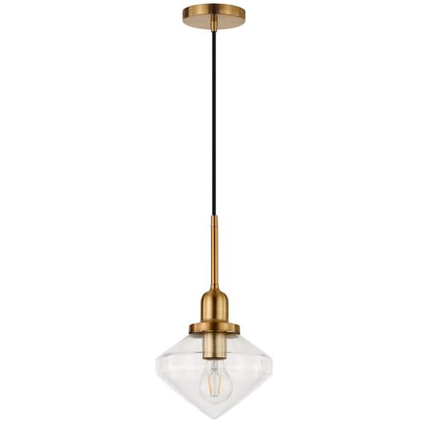Meyer&Cross Zariza 1-Light Brass Pendant with Clear Glass Shade