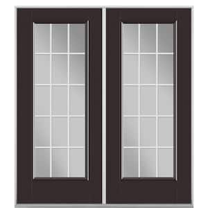 72 in. x 80 in. Willow Wood Fiberglass Prehung Left-Hand Inswing GBG 15-Lite Clear Glass Patio Door without Brickmold