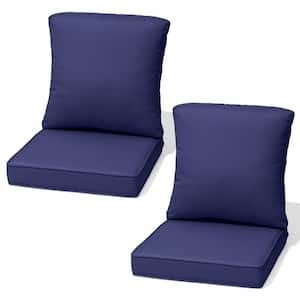 21 in. x 22 in. Outdoor Couch Cushion with Removable Cover 2 Pieces 3.5 in. Thickened Patio Seat Cushions in Navy Blue