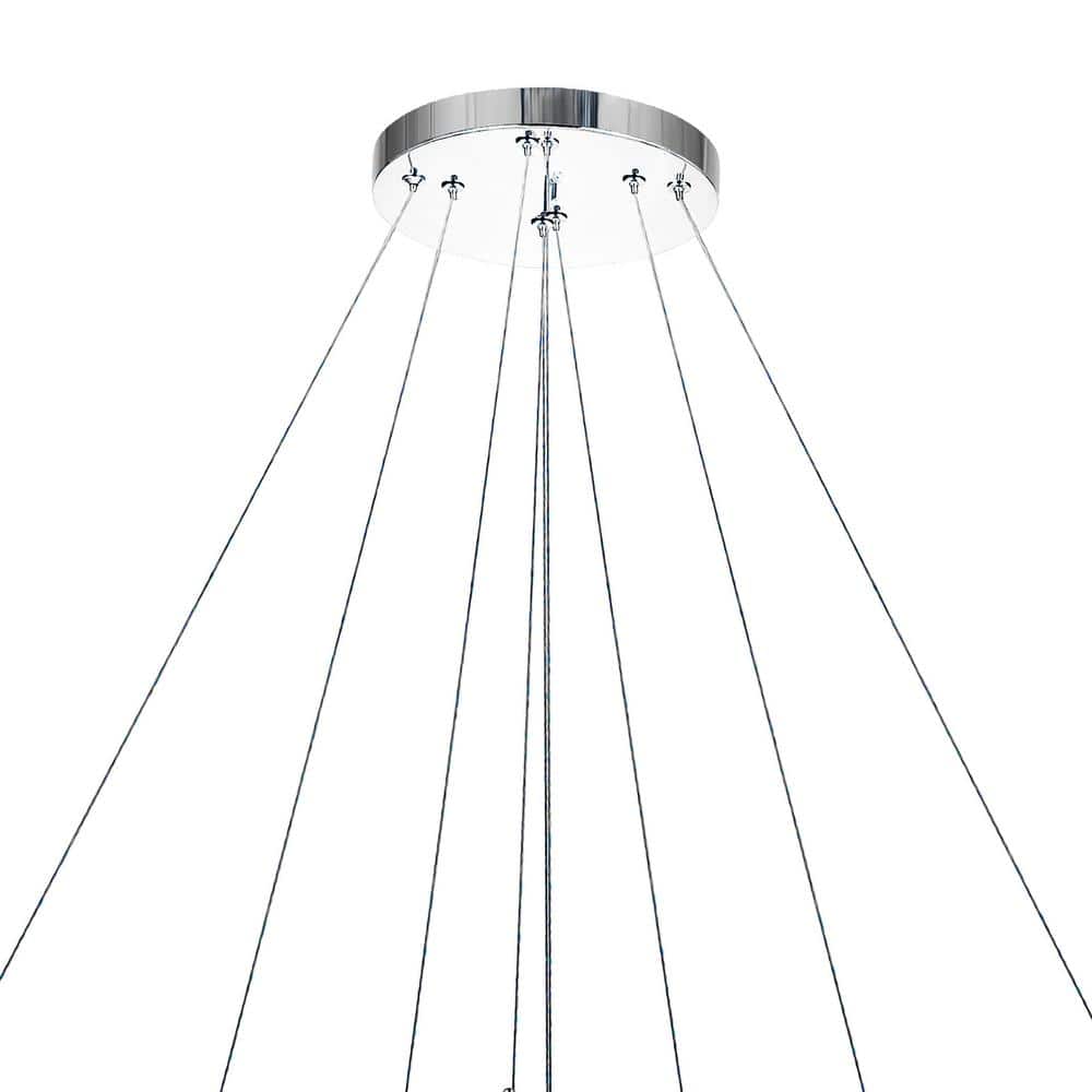 Madeline 3-Ring Chrome Crystal LED Chandelier 32"