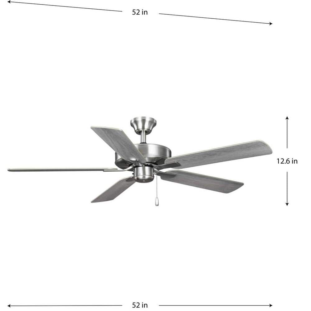 AirPro 52" Brushed Nickel Ceiling Fan with Reversible Blades