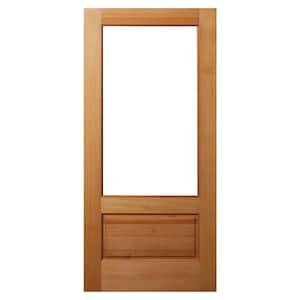 36 in. x 80 in. 1 Panel Universal/Reversible 3/4-Lite Clear Glass Unfinished Fir Wood Front Door Slab